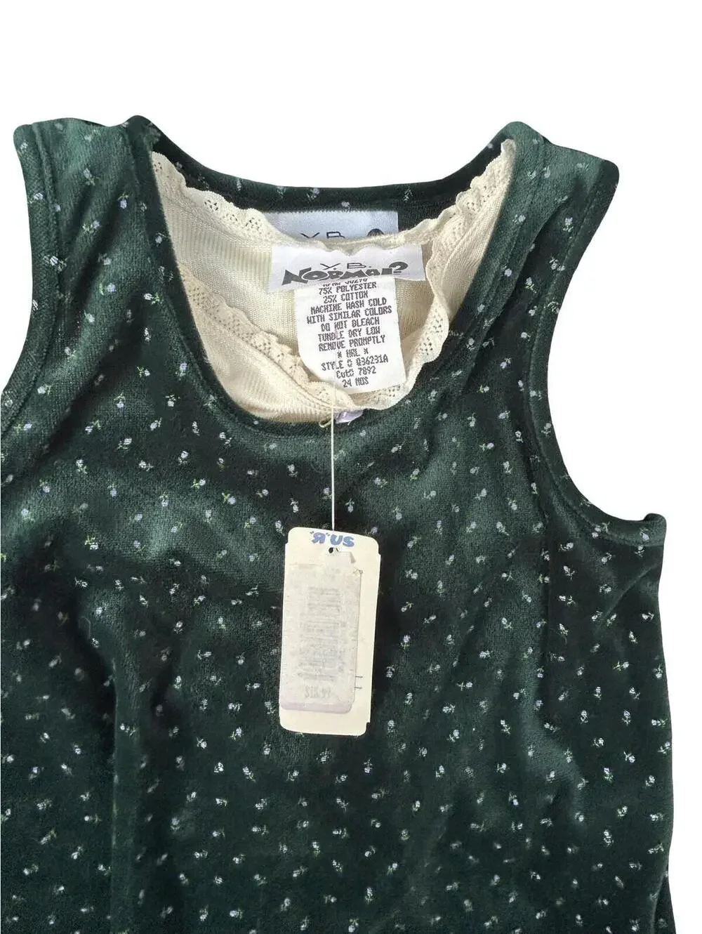 VTG YB Normal 2 Girls Jumper Dress Mock‎ Layered Floral 24M NWT